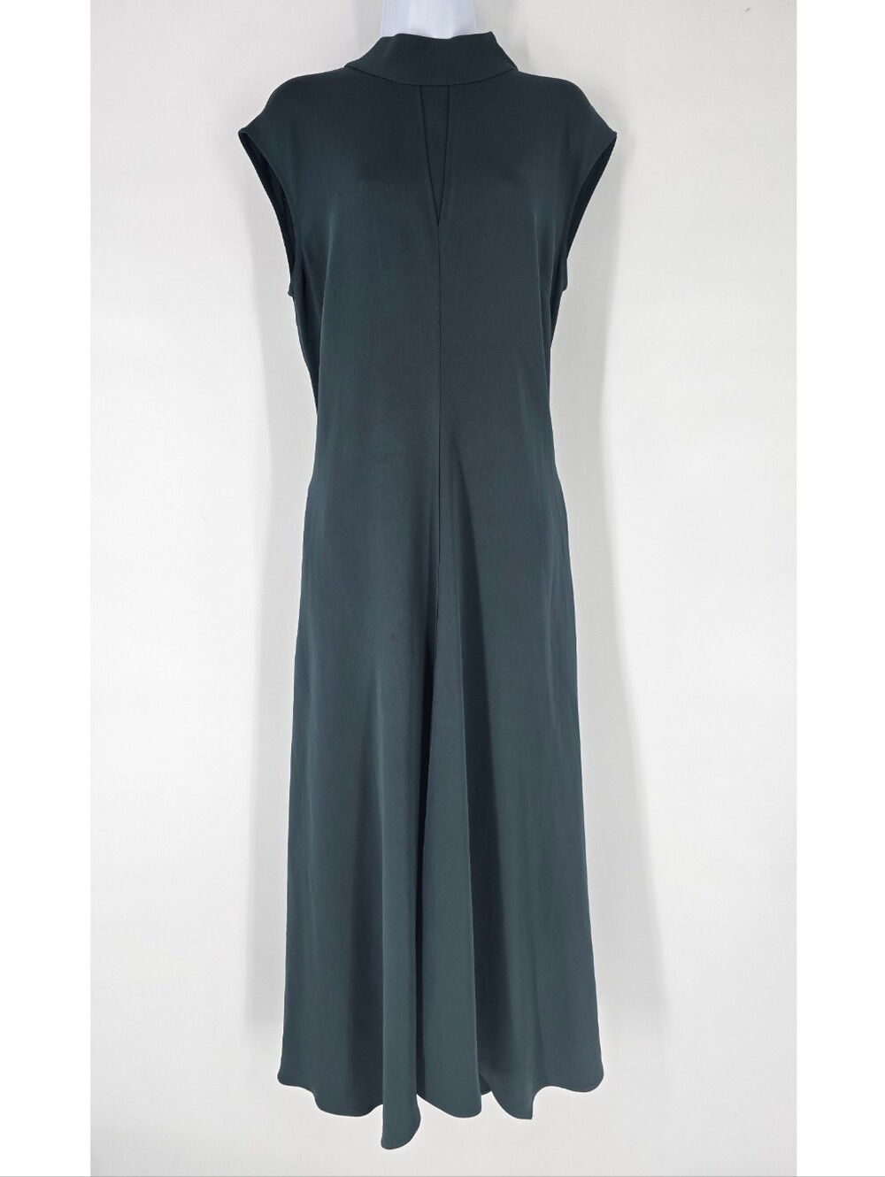 Reiss Libby Midi Dress Asymmetrical Hem Dark Green Size 8 NEW
